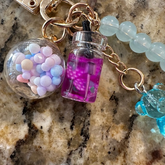 Colorful Charm Keychain with Bear and Bottle - Picture 4 of 5